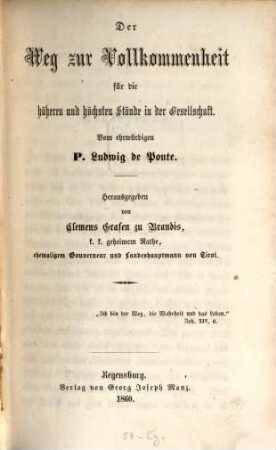 Der Weg zur Vollkommenheit für die höheren und höchsten Stände in der Gesellschaft