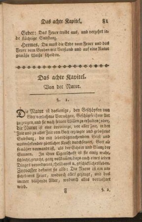 Das achte Kapitel. Von der Natur