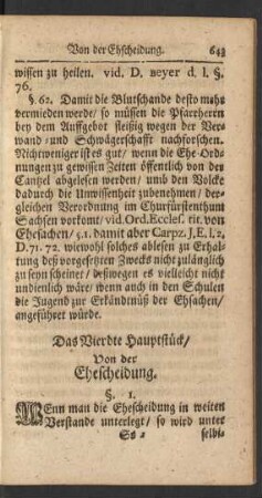 Das Vierdte Hauptstück/ Von der Ehescheidung
