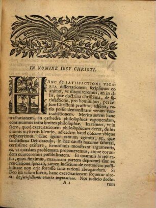 Dissertatio Philosophica De Satisfactione Vicaria