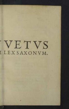 Vetus Lex Saxonum.