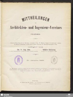 4.1869: Mittheilungen des Architekten- und Ingenieur-Vereines in Böhmen