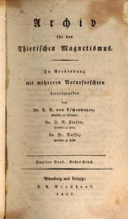 Archiv für den thierischen Magnetismus. 2, 2. 1818
