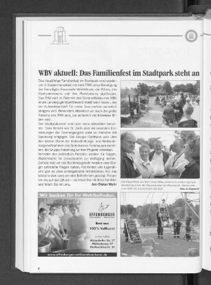 WBV aktuell: Das Familienfest im Stadtpark steht an