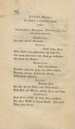 Fünfte Scene. ein Zimmer in Cymbelines Pallast