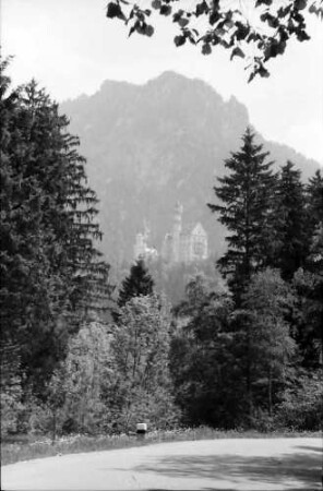 Schwangau: Schloss Neuschwanstein zwischen Waldschneise