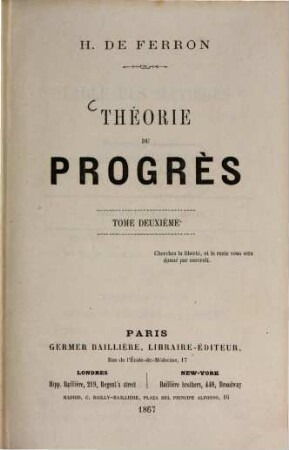 Théorie du progrès, II