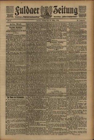 Erste Ausgabe vom Freitag, den 19. März 1909.