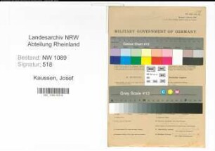 Entnazifizierung Josef Kaussen , geb. 16.05.1901 (Polizeibeamter)
