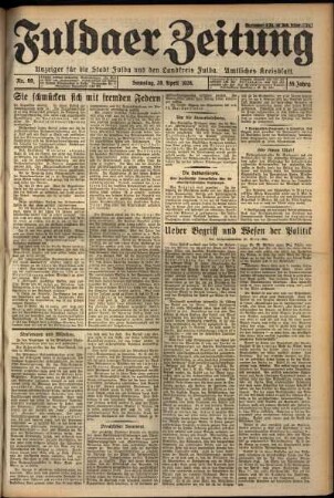 Erste Ausgabe vom Samstag, den 28. April 1928.