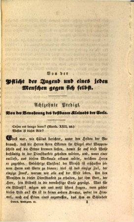 Christliche Sittenlehre der evangelischen Wahrheiten : dem christlichen Volke in sonn- und festtäglichen Predigten vorgetragen, 2. 1. Abth., Christlicher Lebensstand ; 2. Theil