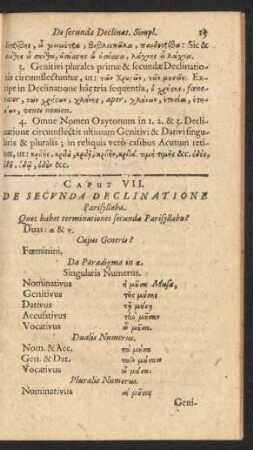 Caput VII. De Secunda Declinatione Parisyllaba