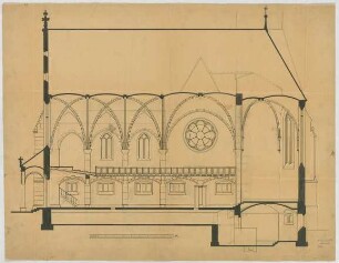 Thiersch, Friedrich von; Lindau / Bodensee - Aeschach; Ev. Kirche - Längsschnitt