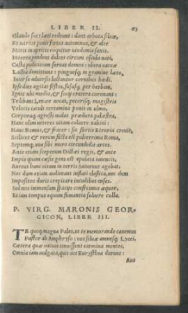 P. Virg. Maronis Georgicon, Liber III.