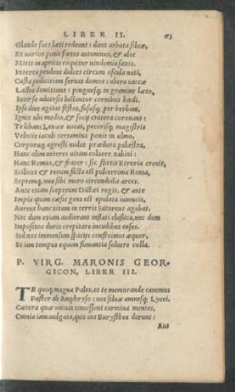 P. Virg. Maronis Georgicon, Liber III.