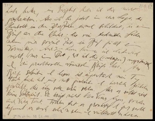 Brief von Franz Rosenzweig an Adele Rosenzweig