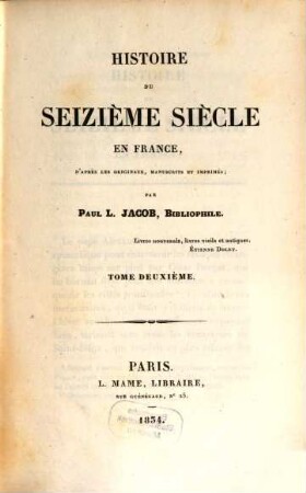 Histoire du seizième siècle en France, 2