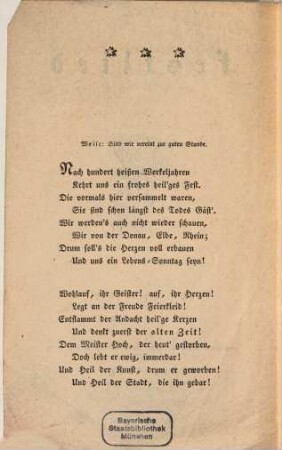 Festlied am 6. April 1828 : [Lied auf Albrecht Dürer]