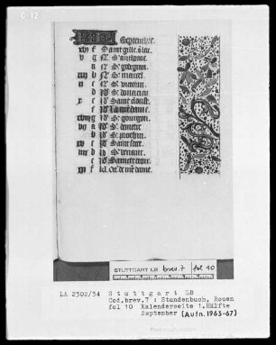 Lateinisch-französisches Stundenbuch (Livre d'heures) — KL-Ligatur und Teilbordüre, Folio 10recto