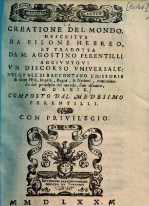 La creatione del mondo