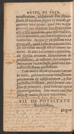 VII. De Potestate Ecclesiastica.