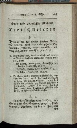 Drey und zwanzigster Abschnitt. Teerschwelerey.