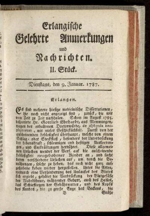 II. Stück. Dienstags, den 9. Januar. 1787.