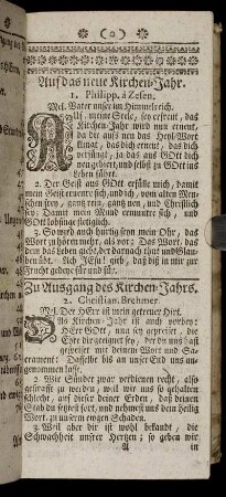 Auf das neue Kirchen-Jahr. - Am Tage der Offenbahrung oder Erscheinung Christi.