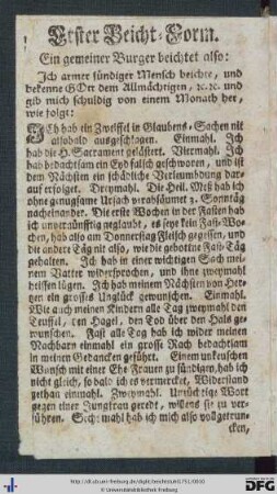 Erster Beicht-Form.