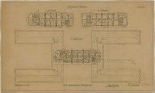 Fischer, Theodor; München - Westend, Bergmannstr.; Ledigenheim - Teilgrundrisse 4. OG, 5. OG u. 6. OG