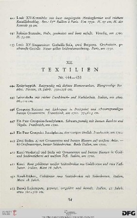 XII. Textilien (Nr. 444-453)