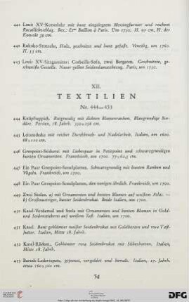 XII. Textilien (Nr. 444-453)