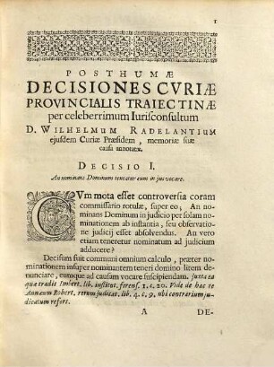 Decisiones Posthumæ Curiæ Provincialis Traiectinæ
