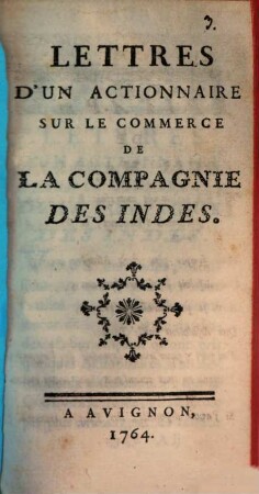 Lettres d'un actionnaire sur le commerce de la compagnie des Indes