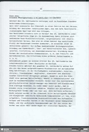 Dresdens Musikgeschichte im 19. Jahrhundert, ein Überblick