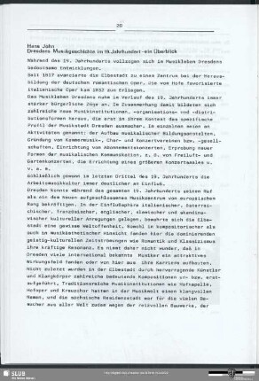 Dresdens Musikgeschichte im 19. Jahrhundert, ein Überblick