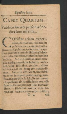Caput Quartum. Publicis locis & personis Spectra sunt insensa.