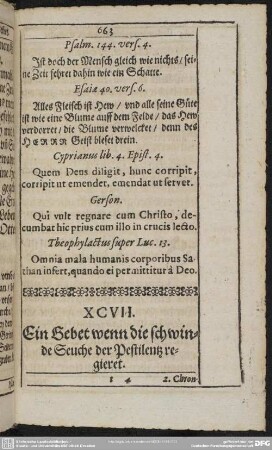 XCVII. Ein Gebet wenn die schwinde Seuche der Pestilentz regieret