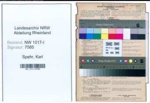 Entnazifizierung Karl Spehr , geb. 14.04.1904 (Gewindeschleifer)