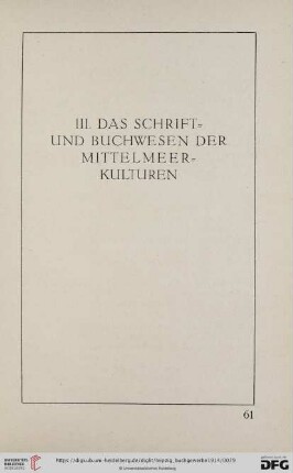 III. Das Schrift- und Buchwesen der Mittelmeerkulturen