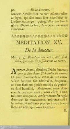 Meditation XV. De la douceur