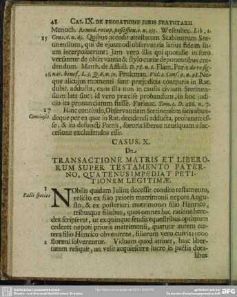 Casus X. De Transactione Matris Et Liberorum Super Testamento Paterno, Quatenusimpediat Petitionem Legitimae