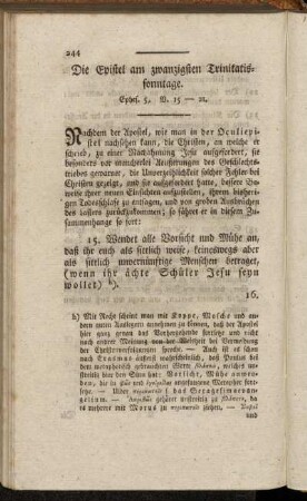 Die Epistel am zwanzigsten Trinitatissonntage. Ephes. 5, V. 15-21