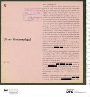 Programm 8. Monatsabschnitt 1957/1958