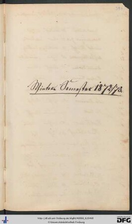 [fol. 394] Wintersemester 1872/73