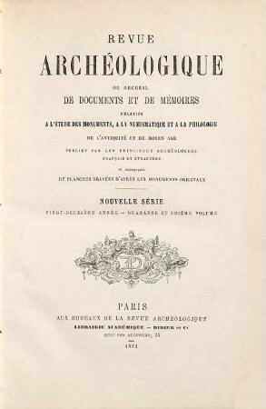Revue archéologique. 41 = A. 22. 1881