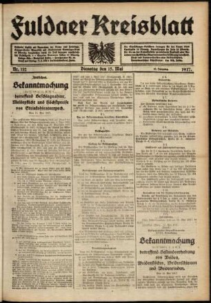 Ausgabe vom Dienstag, den 15. Mai 1917.