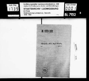 Stiftungssachen: Mobilien, Oberamt Ludwigsburg