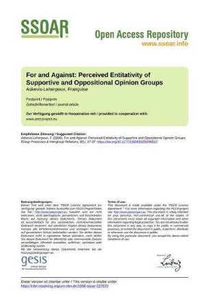 For and Against: Perceived Entitativity of Supportive and Oppositional Opinion Groups