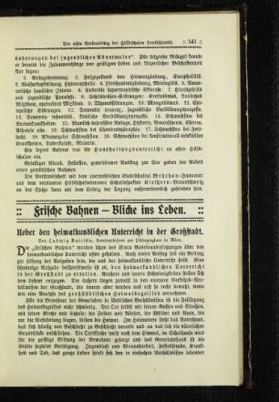 Ueber den heimatkundlichen Unterricht in der Großstadt